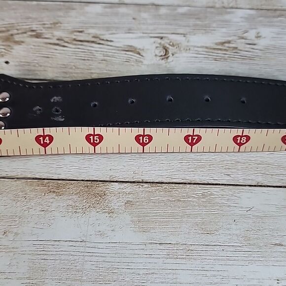 Studded Spiked Dog PU Smooth Black Leather Collar Punk Tough Dog Medium - Picture 7 of 8